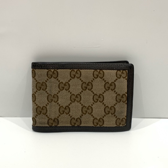Gucci Brown GG Canvas Bifold Wallet Sku#85432 (Gently used, rubbing, stains) - Picture 1 of 15